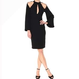 REVOLVE X Bardot Mini Dress LBD Bell Sleeve Cut-out Cold Shoulder Black 8